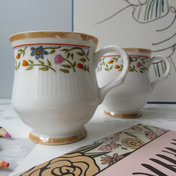 2 Tea Coffee Mugs Fine Bone China Rainbow Mother's - Picture 2 of 10